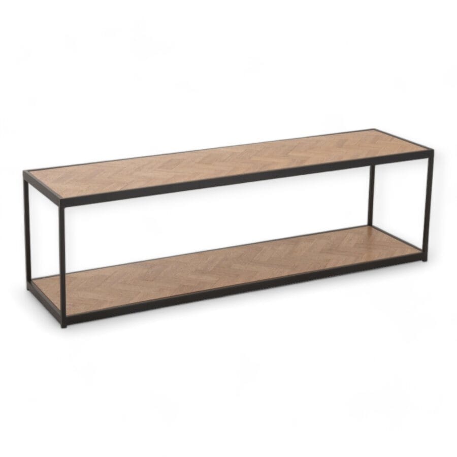 Table Basse Zigzag Rectangulaire Métal Bois Naturel Noir J-Line 150 X 40 X 44,5