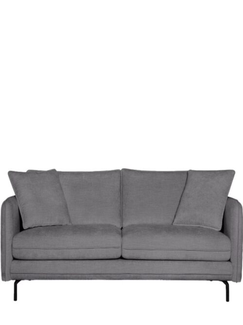 Canapé tissu gris 2 places Modène Athezza — tissu polyester gris uni, 164 cm