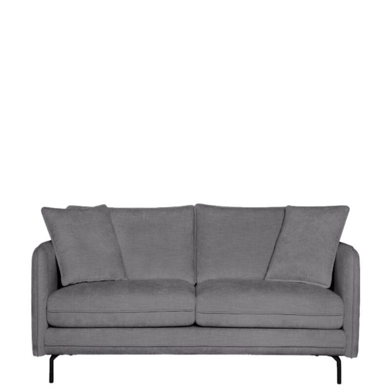 Canapé tissu gris 2 places Modène Athezza — tissu polyester gris uni, 164 cm