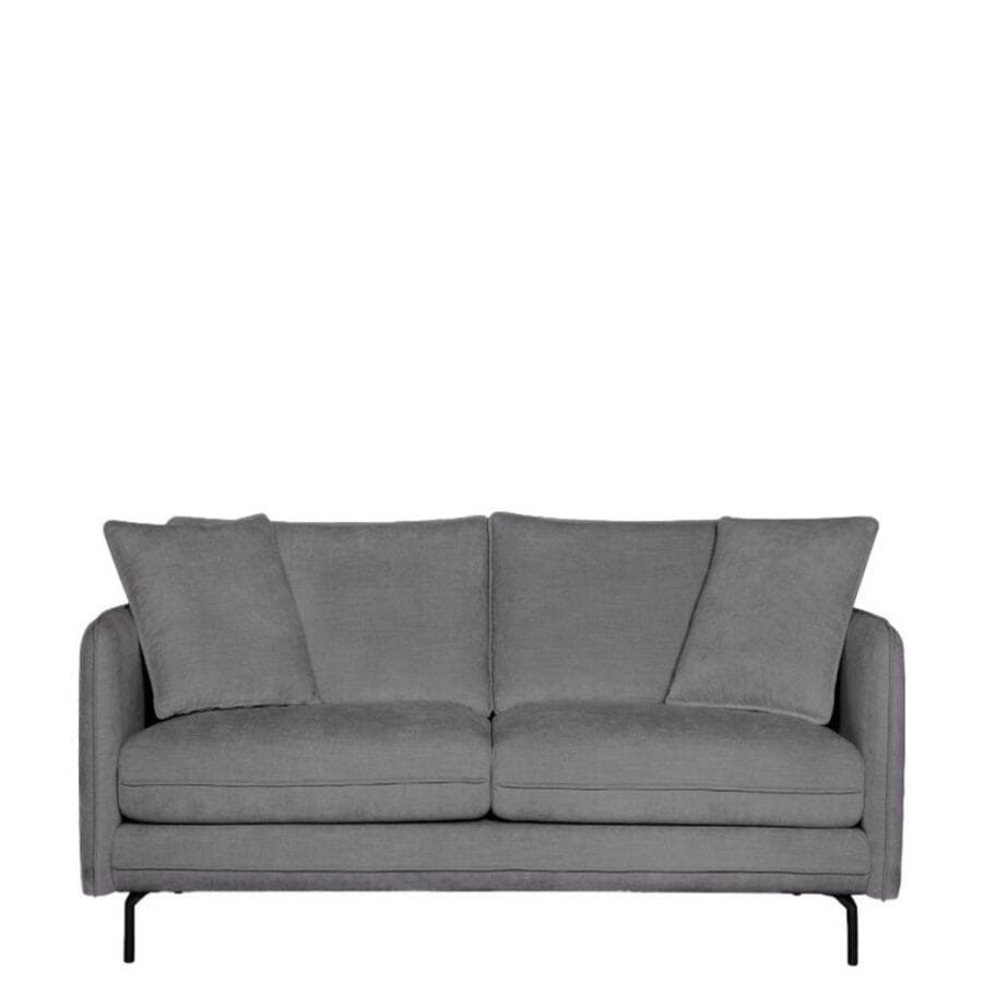 Canapé tissu gris 2 places Modène Athezza — tissu polyester gris uni, 164 cm