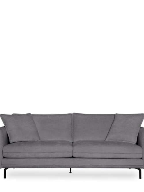 Canapé tissu gris 3 places Modène Athezza — tissu polyester gris uni, 204 cm