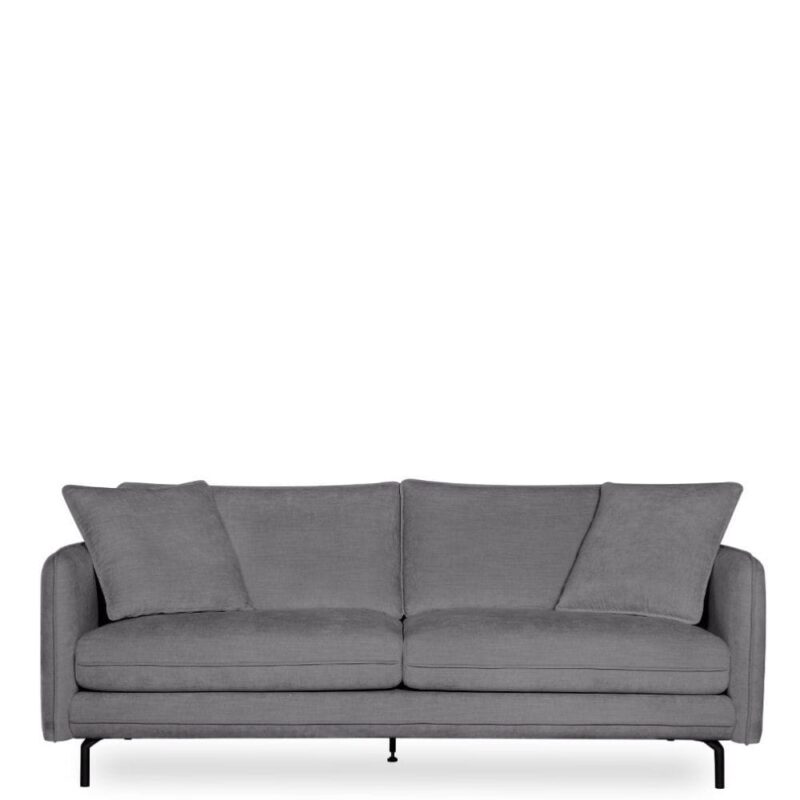 Canapé tissu gris 3 places Modène Athezza — tissu polyester gris uni, 204 cm