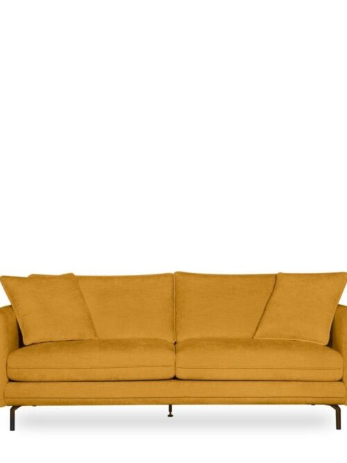 Canapé tissu moutarde 3 places Modène Athezza — tissu polyester moutarde, 204 cm