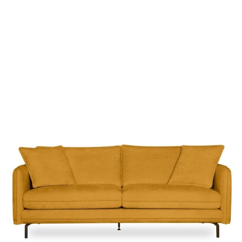 Canapé tissu moutarde 3 places Modène Athezza — tissu polyester moutarde, 204 cm