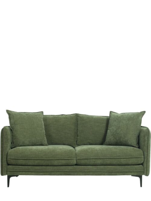 Canapé tissu vert 2 places Modène Athezza — tissu polyester vert mousse uni, 164 cm