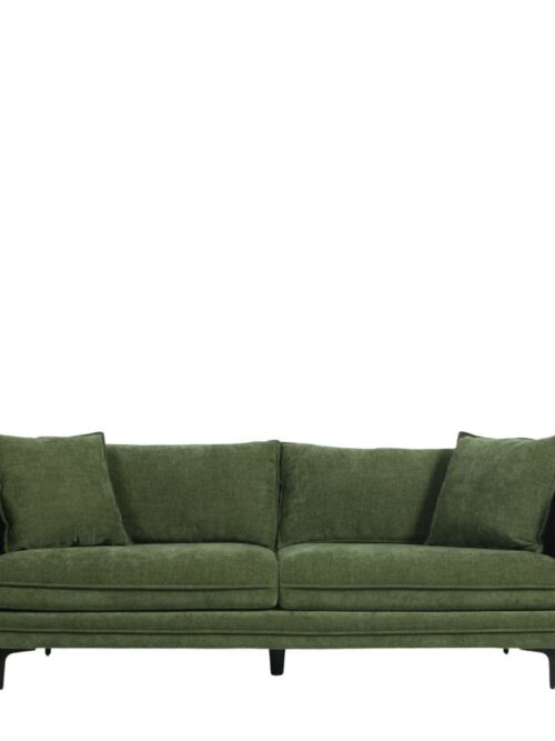 Canapé tissu vert 3 places Modène Athezza — tissu polyester vert mousse uni, 204 cm