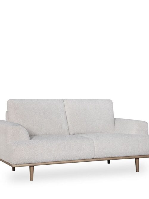 Canapé velours blanc 2 places Nova Athezza — velours polyester blanc, haut dossier H88 cm