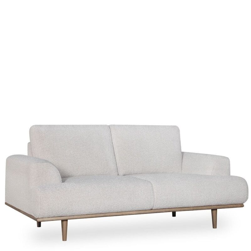 Canapé velours blanc 2 places Nova Athezza — velours polyester blanc, haut dossier H88 cm