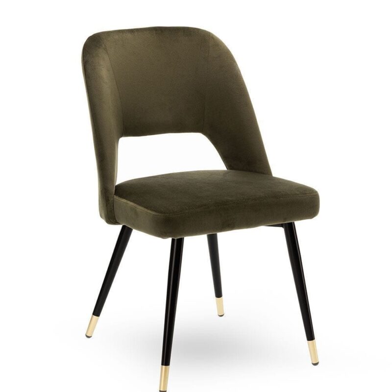 Chaise industrielle army Gambetta Athezza — tissu polyester army, piètement acier, H assise 47 cm
