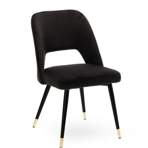 Chaise industrielle noir Gambetta Athezza — tissu polyester noir, piètement acier noir, H assise 47 cm