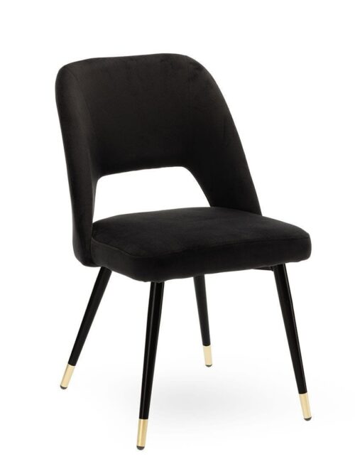 Chaise industrielle noir Gambetta Athezza — tissu polyester noir, piètement acier noir, H assise 47 cm