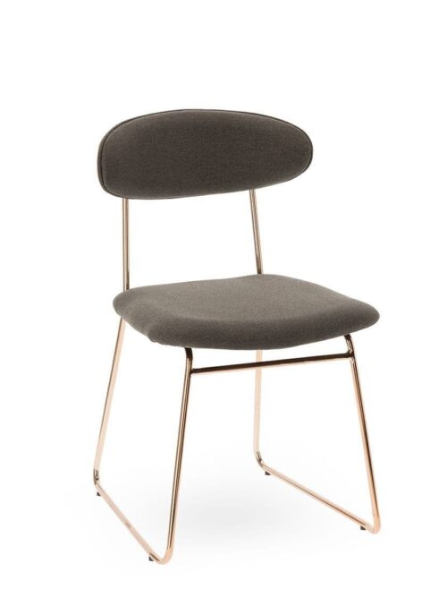 Chaise velours gris cuivré Montréal Athezza — tissu polyester gris, pieds métal cuivré