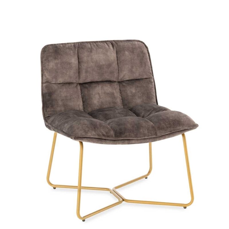 Fauteuil Butano Anthracite Athezza — velours polyester anthracite, pied métal, mousse double densité