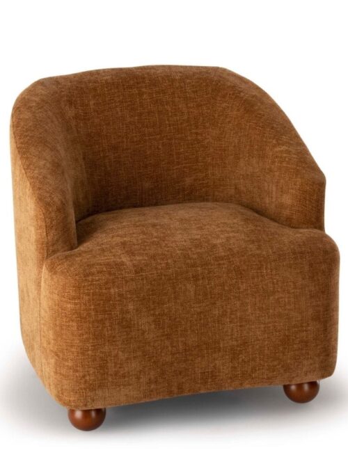 Fauteuil Dakota Camel Athezza — tissu anti-tache camel, pieds boule bois