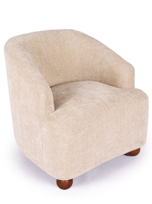 Fauteuil Dakota Weimar Athezza — tissu anti-tache Weimar chiné, pieds boule bois