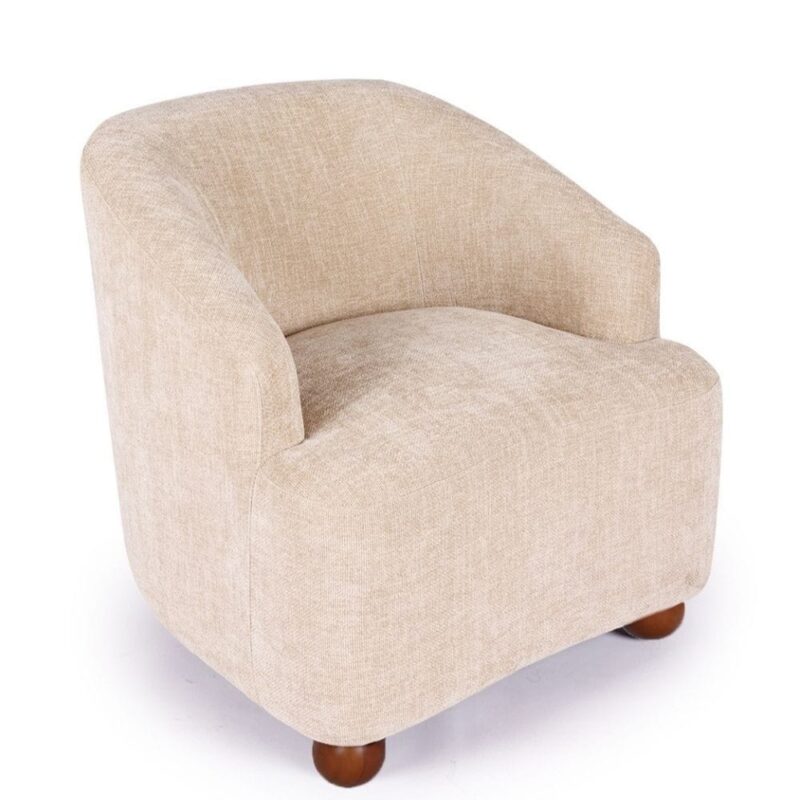 Fauteuil Dakota Weimar Athezza — tissu anti-tache Weimar chiné, pieds boule bois