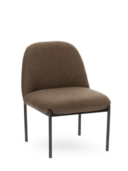 Fauteuil Derby Brun Athezza — tissu chevron laine-polyester brun, pied métal noir
