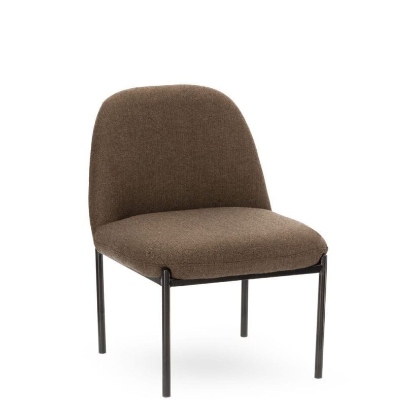 Fauteuil Derby Brun Athezza — tissu chevron laine-polyester brun, pied métal noir