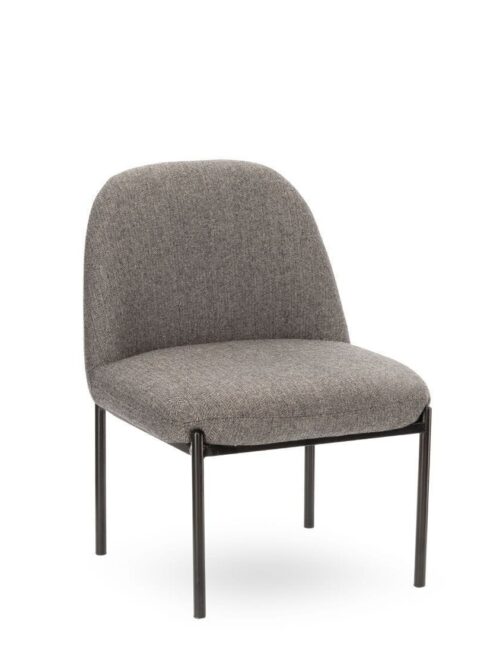 Fauteuil Derby Gris Athezza — tissu chevron laine-polyester gris, pied métal noir