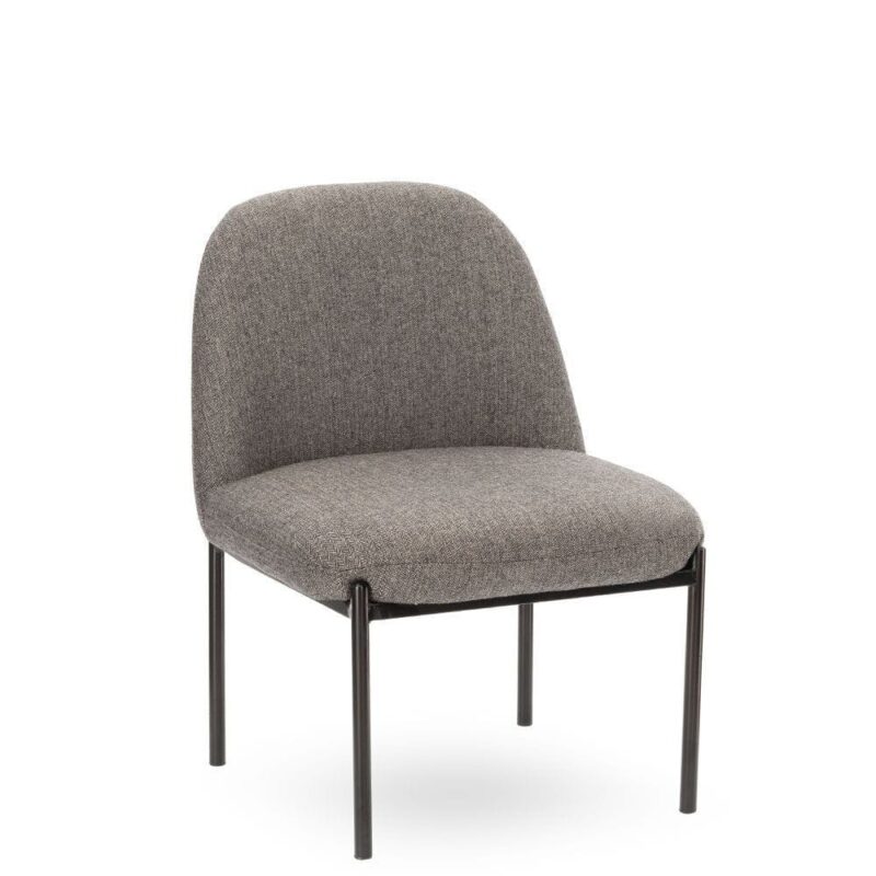 Fauteuil Derby Gris Athezza — tissu chevron laine-polyester gris, pied métal noir