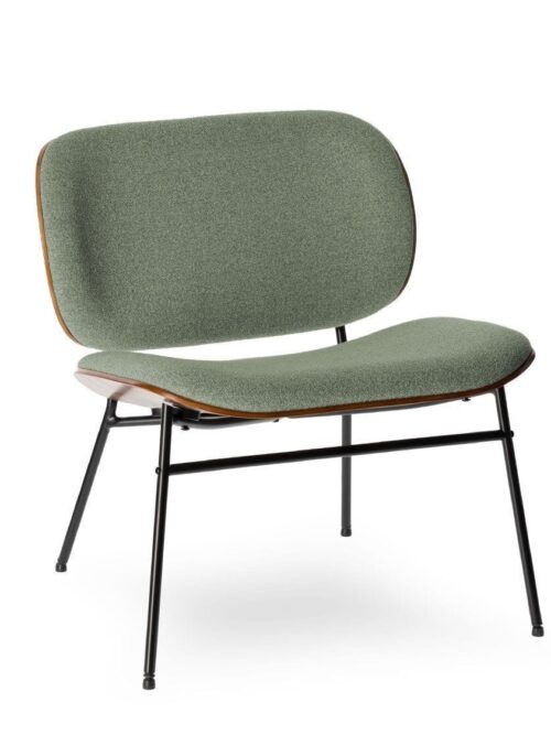 Fauteuil Kuji Vert Athezza — velours vert, pied métal noir, design rétro compact