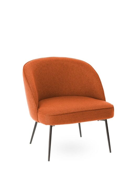 Fauteuil Luca Orange Athezza — velours polyester orange, structure bois