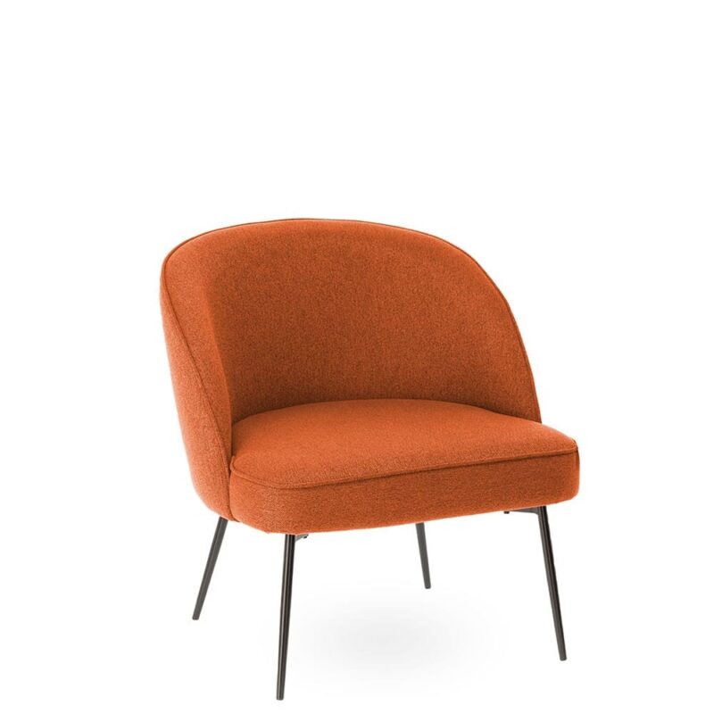 Fauteuil Luca Orange Athezza — velours polyester orange, structure bois
