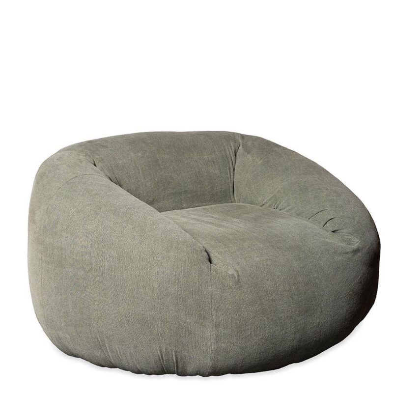 Fauteuil Paoha Kaki Athezza — tissu naturel coton kaki, structure bois