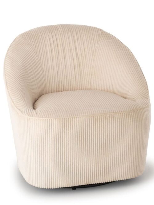 Fauteuil Viby Beige Athezza — velours coton beige, pivot 360°