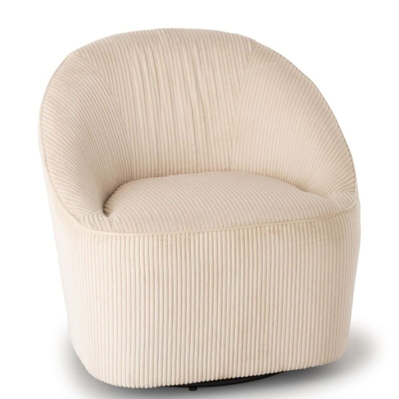 Fauteuil Viby Beige Athezza — velours coton beige, pivot 360°