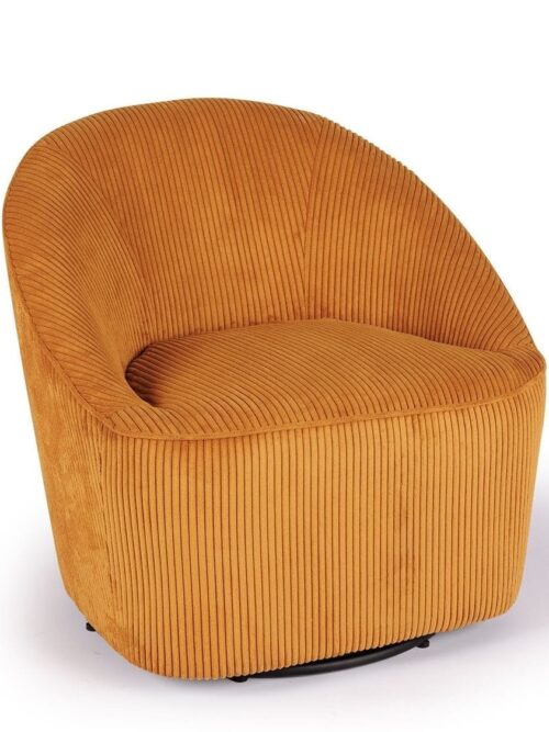 Fauteuil pivotant Viby ocre Athezza — velours polyester ocre, pivot 360°