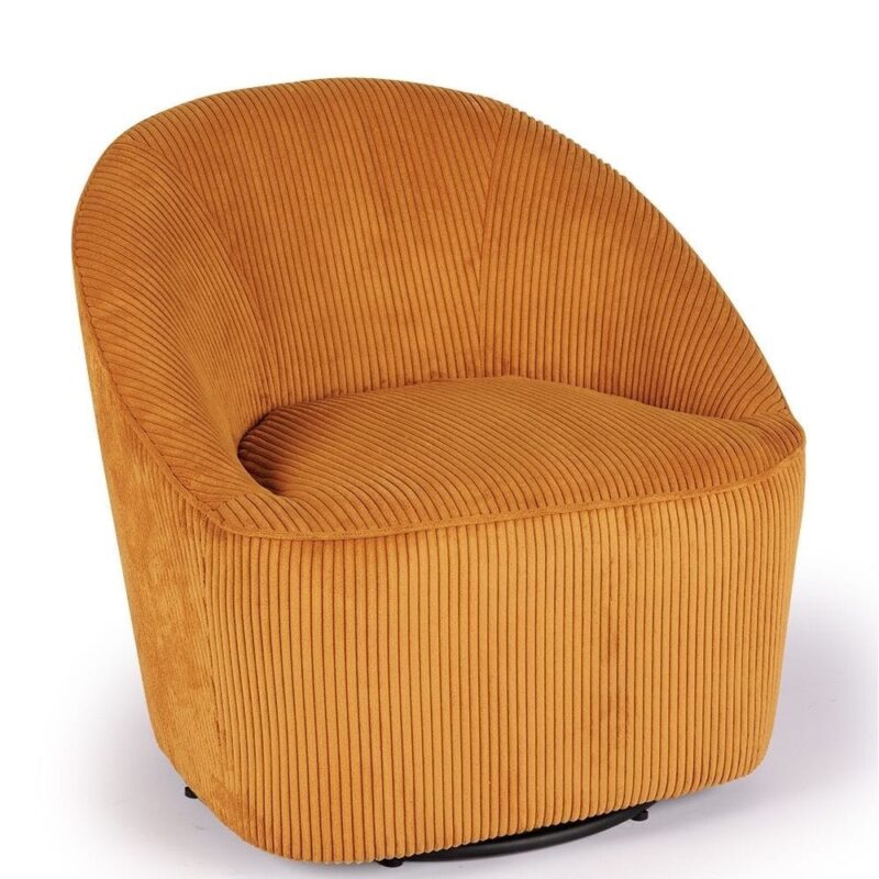 Fauteuil pivotant Viby ocre Athezza — velours polyester ocre, pivot 360°