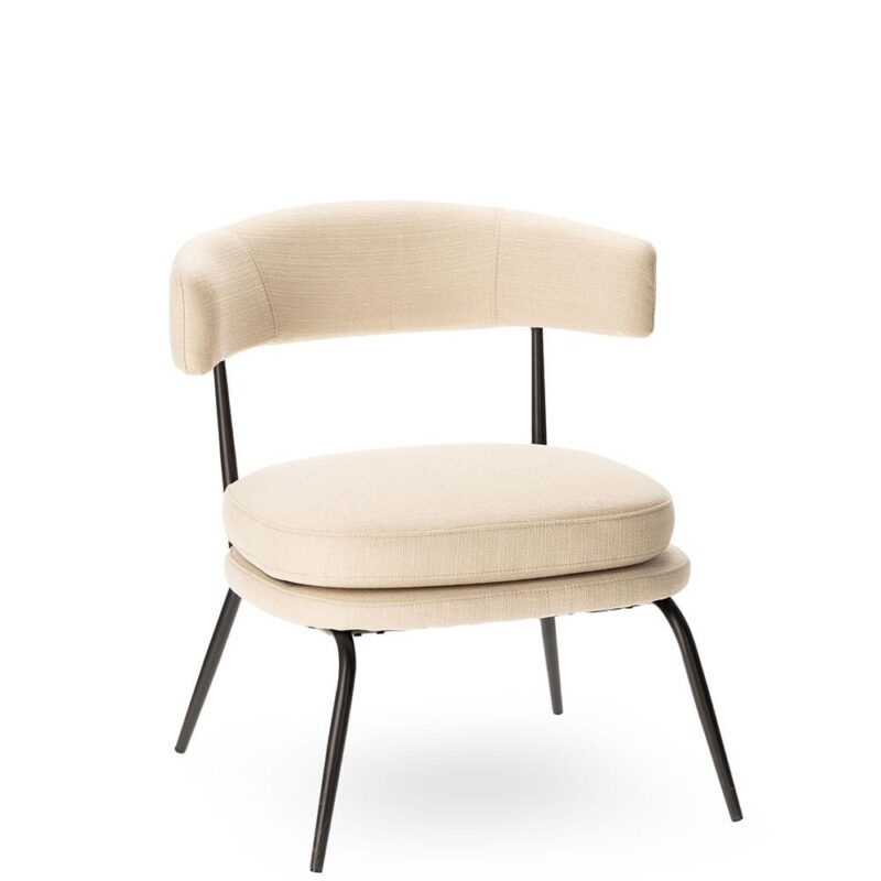 Fauteuil Rigel Ecru Athezza — velours coton, structure bois