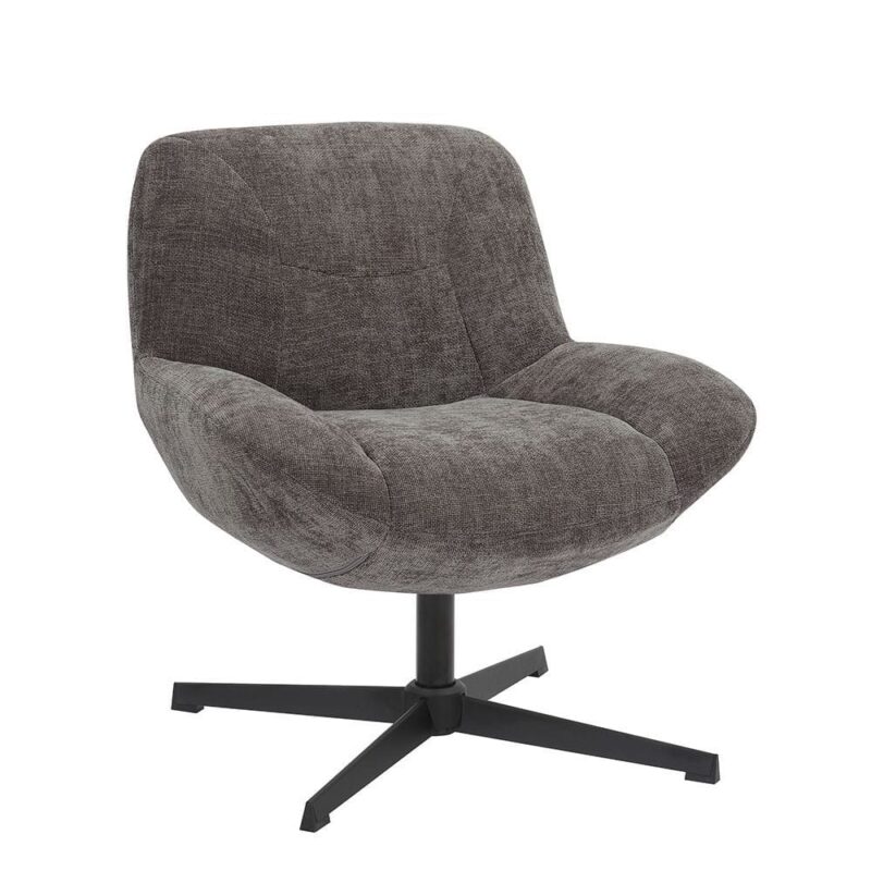 Fauteuil Smile Gris Athezza — velours polyester gris, structure bois