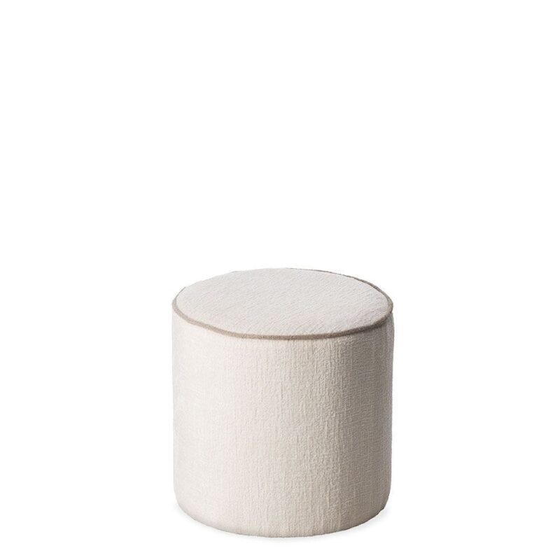 Pouf Velours Blanc Taupe Burelles — Athezza