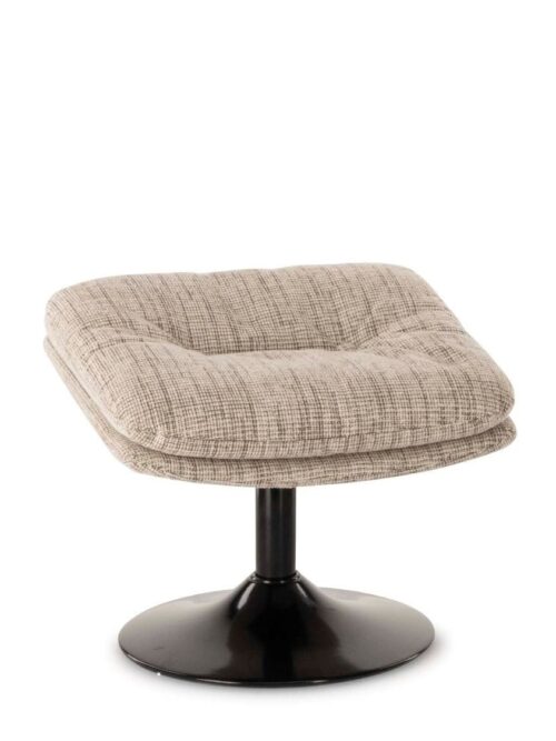 Repose-pied tissu chiné beige Memento Athezza — tissu chiné polyester, structure métal, H45 cm