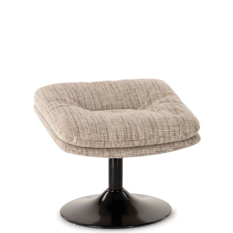 Repose-pied tissu chiné beige Memento Athezza — tissu chiné polyester, structure métal, H45 cm