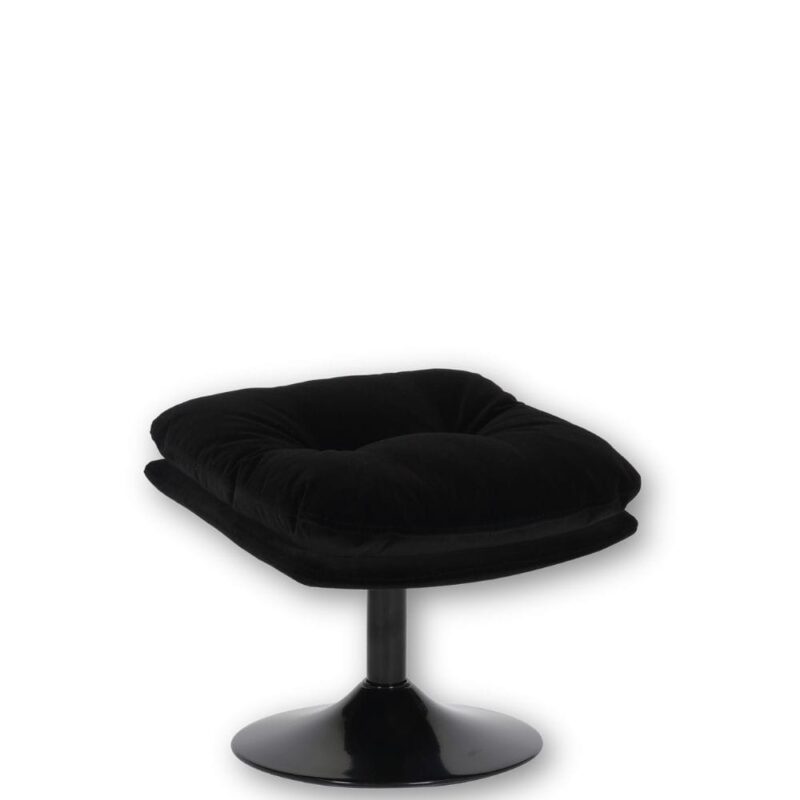 Repose-pied Memento POP Noir Athezza — tissu polyester noir, piétement métal doré