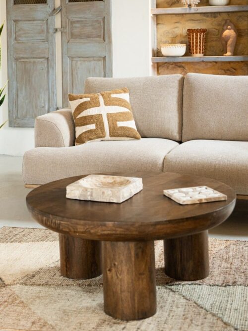 Table basse manguier bois naturel Alytus Athezza — 90×90×H40 cm