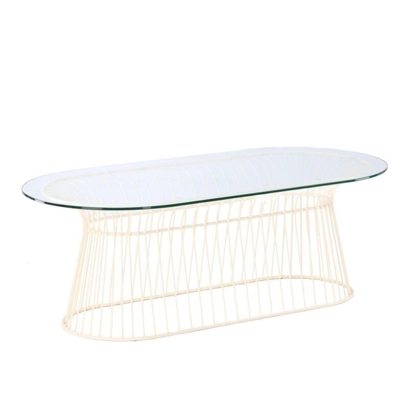 Table Basse Verre Inox Blanc Cassé Marc — Athezza