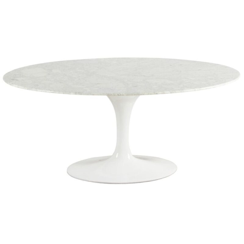 Table marbre blanc ovale Marbella Athezza — plateau marbre blanc authentique, format ovale 180 cm