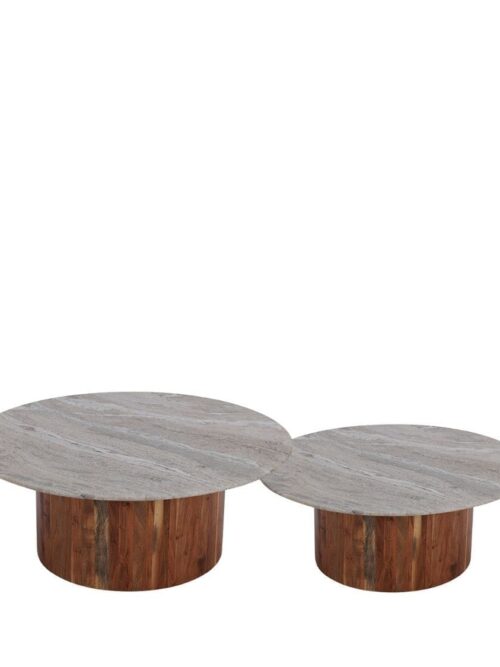 Table Basse Marbre Acacia Leone — Athezza