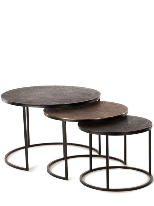 Table Basse Métal Gigogne Noire Yuli — Athezza