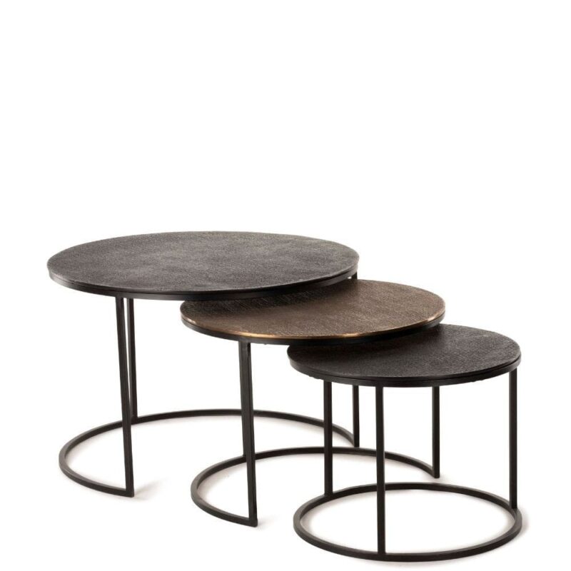 Table Basse Métal Gigogne Noire Yuli — Athezza