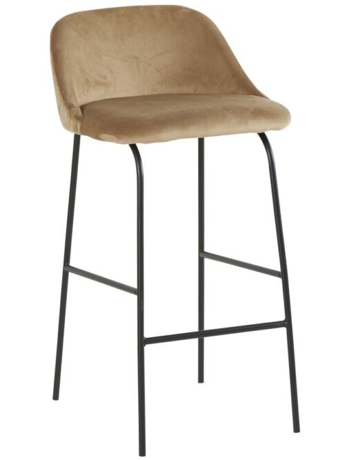 Tabouret de bar velours weimar H75 Athezza — velours polyester weimar, structure acier