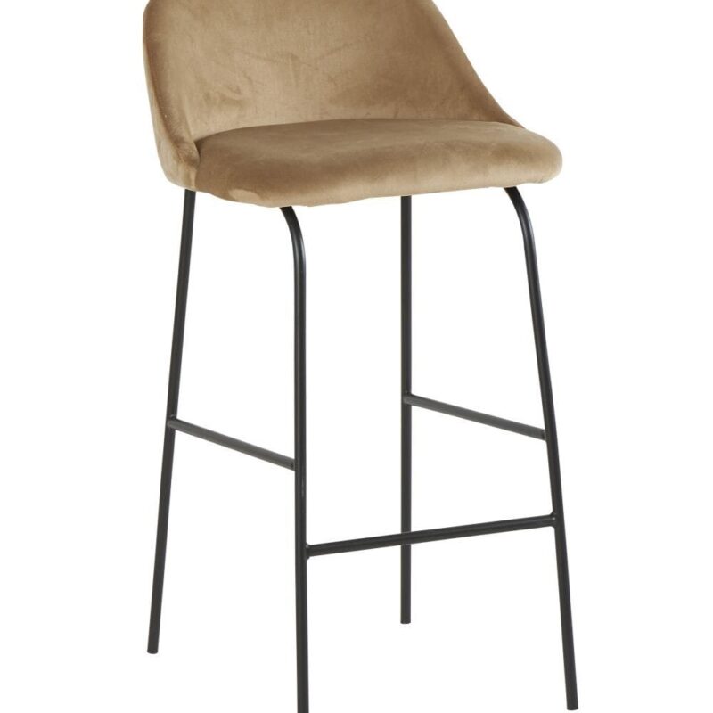 Tabouret de bar velours weimar H75 Athezza — velours polyester weimar, structure acier