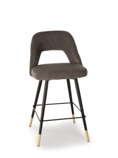 Tabouret bar Gambetta anthracite H65 Athezza — velours polyester, structure acier