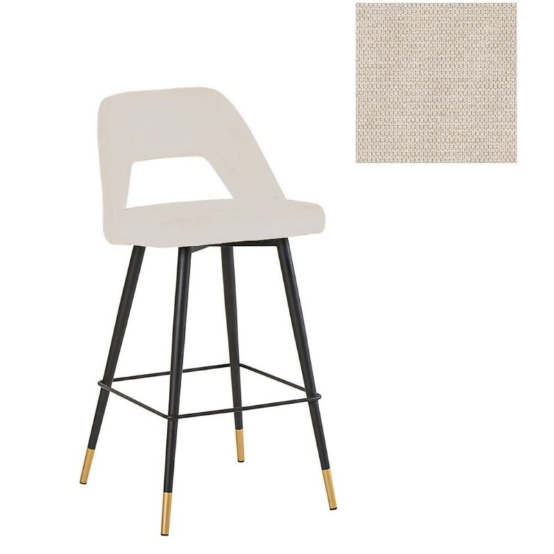 Tabouret de bar industriel beige H65 Athezza — collection Gambetta, piétement acier