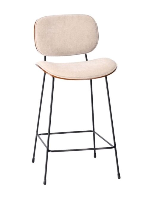 Tabouret de bar velours beige Erbrée Athezza — velours polyester beige, structure fer