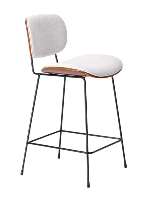 Tabouret de bar chiné gris Erbrée H75 Athezza — tissu polyester chiné gris, structure fer